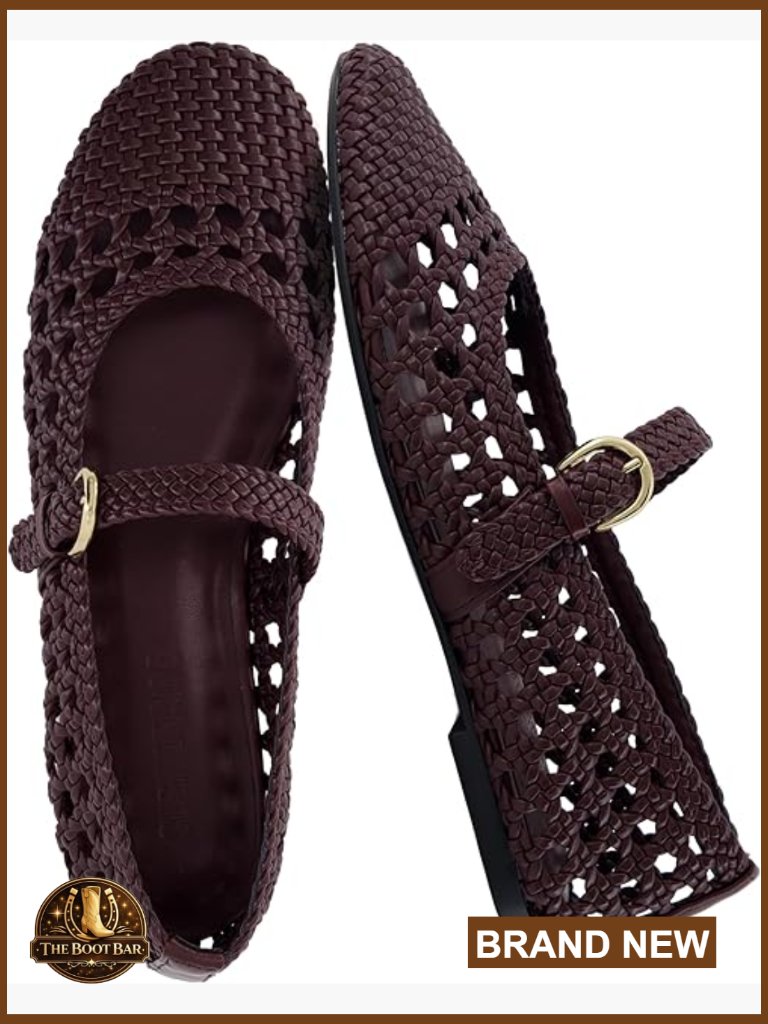 Women's Mary Jane Ballet Flats With Adjustable Strap, Faux Leather, Comfortable